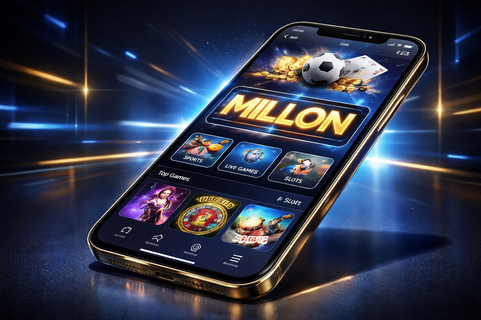 Interfaz de la app móvil Millon en dispositivos Android y iPhone